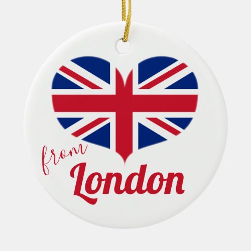 Love from London  Heart Shaped UK Flag Union Jack Ceramic Ornament
