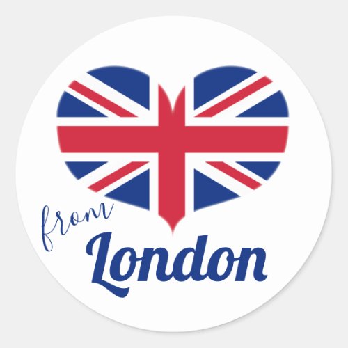 Love from London  Heart Shaped UK Flag Union Jack Classic Round Sticker