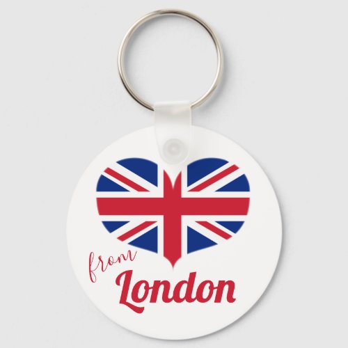 Love from London  Heart Shaped UK Flag Union Jack Keychain