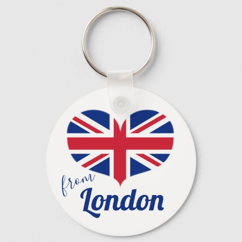 Love from London  Heart Shaped UK Flag Union Jack Keychain