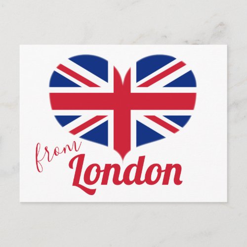 Love from London  Heart Shaped UK Flag Union Jack Postcard