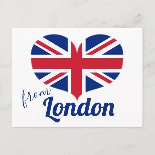 Love from London  Heart Shaped UK Flag Union Jack Postcard