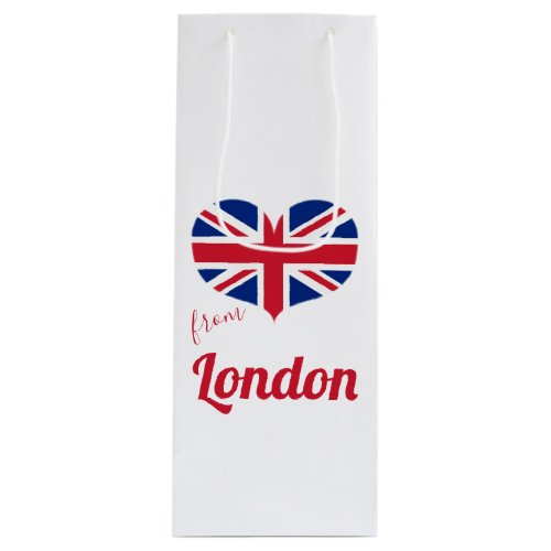 Love from London  Heart Shaped UK Flag Union Jack Wine Gift Bag