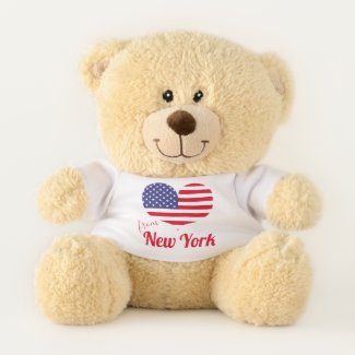 Love from New York | Heart Shaped American Flag Teddy Bear