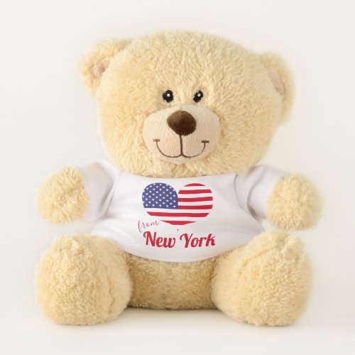 Love from New York  Heart Shaped American Flag Teddy Bear