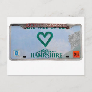 Love from NH license plate POSTCARD