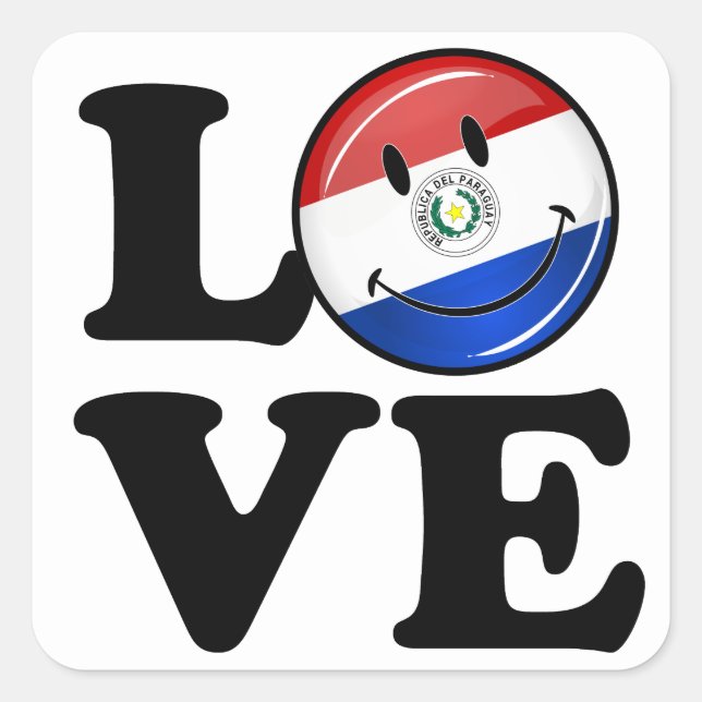 Love From Paraguay Smiling Flag Square Sticker (Front)