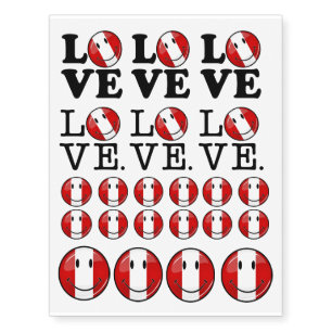 Love From Peru Smiling Peruvian Flag Temporary Tattoos