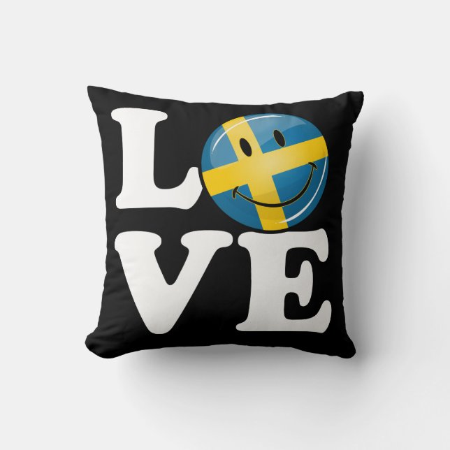 Love From Sweden Smiling Flag Throw Pillow (Front)