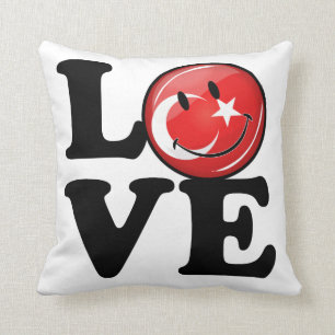 Love From Turkey Smiling Flag Throw Pillow