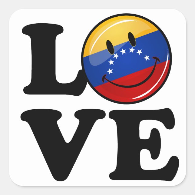 Love From Venezuela Smiling Flag Square Sticker (Front)