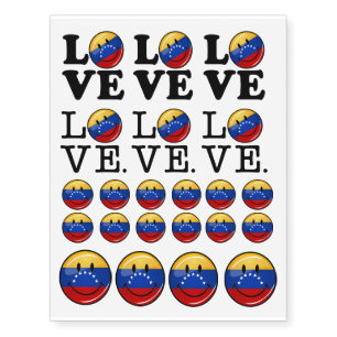 Love From Venezuela Smiling Flag Temporary Tattoos