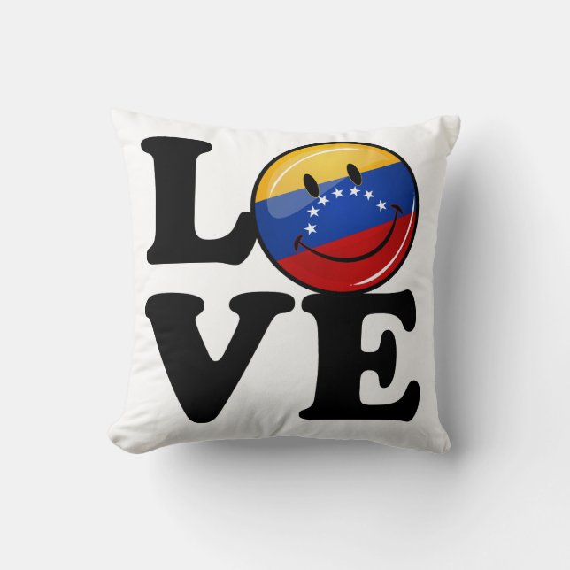 Love From Venezuela Smiling Flag Throw Pillow (Front)