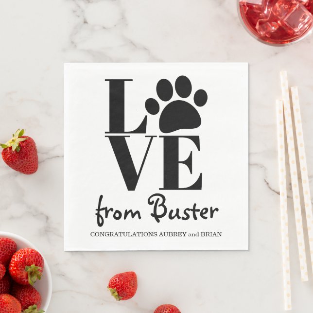 Love from your Dog Wedding Napkins (Insitu)