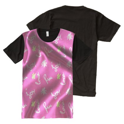 Love,Fun and Joy-Silk,pink All-Over-Print Shirt