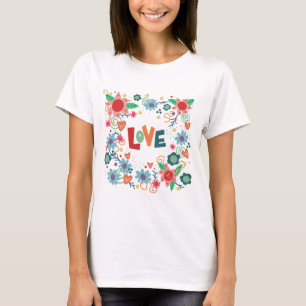 Love Fun Floral Hearts Cute Inspirivity T-Shirt