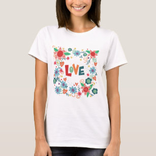 Love Fun Floral Hearts Cute Inspirivity  T-Shirt