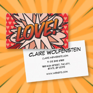 LOVE Fun Modern Cool Comic Book Business Card