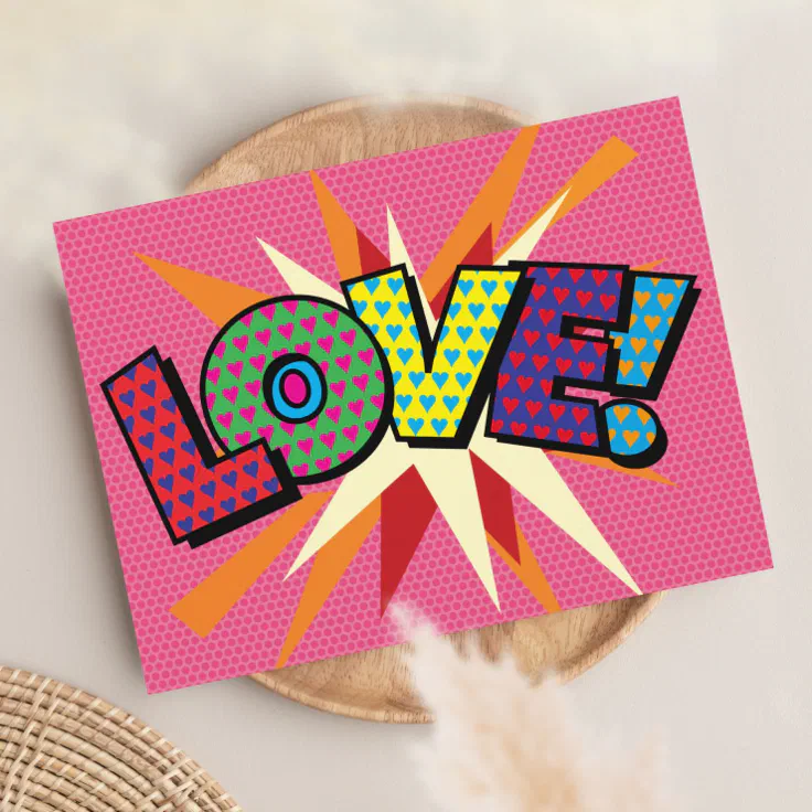 Love Fun Retro Comic Book Pop Art Postcard Zazzle