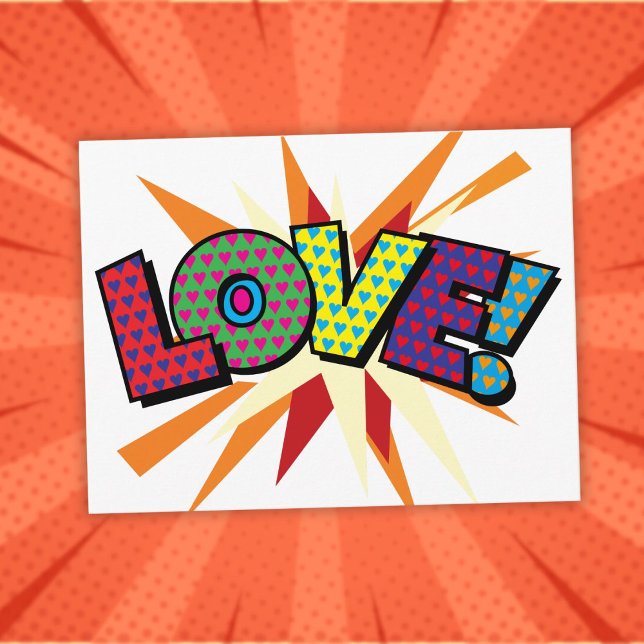 LOVE Fun Retro Comic Book Pop Art Postcard (LOVE Fun Retro Comic Book Pop Art Postcard)