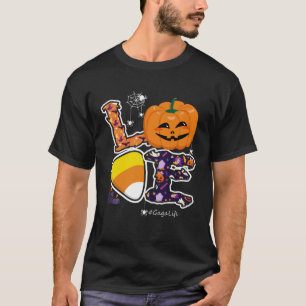 Love Gaga And Candy Corn Pumpkin Spider Halloween  T-Shirt