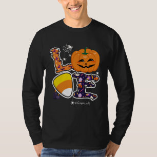 Love Gaga And Candy Corn Pumpkin Spider Halloween  T-Shirt