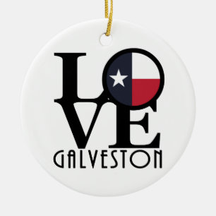 LOVE Galveston Texas Ceramic Ornament
