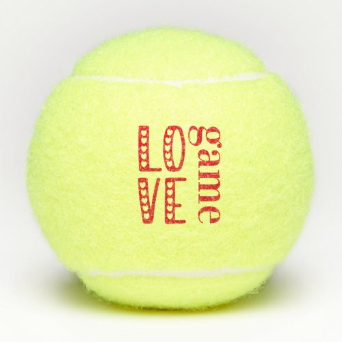 Love Game _ Cute Hearts Typography Valentines Day Tennis Balls