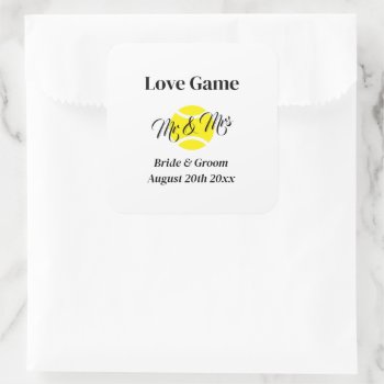 Love Game Funny Mr & Mrs Tennis Theme Wedding Square Sticker by imagewear at Zazzle