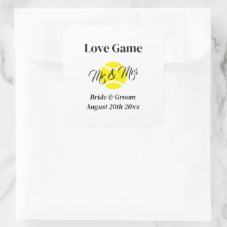 Love Game funny Mr & Mrs tennis theme wedding Square Sticker