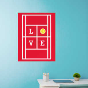 LOVE game Red tennis court wall decal