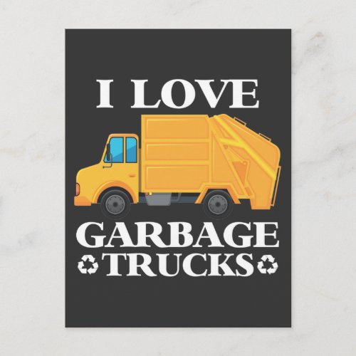 Love Garbage Truck kids boy girl toddler Trucks Postcard