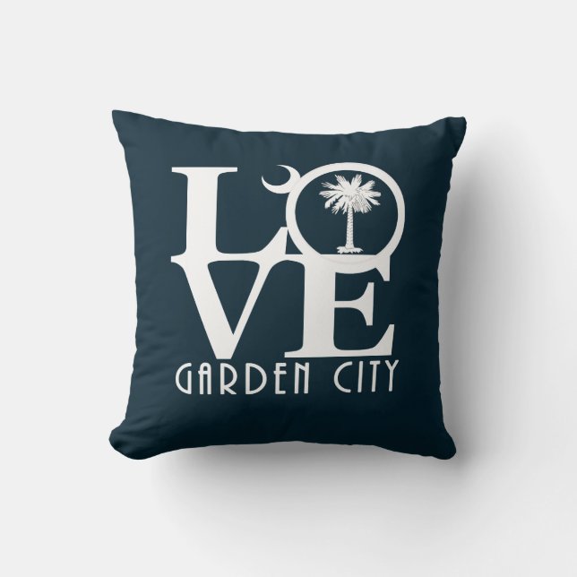 LOVE Garden City SC Throw Pillow (Front)