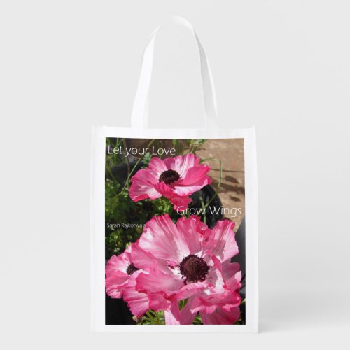 Love Garden Flowers floral Reusable Grocery Bag