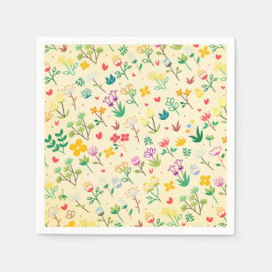 Love Garden Spring Flowers & Hearts Birthday Party Napkins