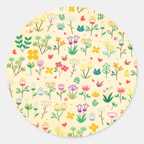 Love Garden Spring Flowers  Hearts  Classic Round Sticker