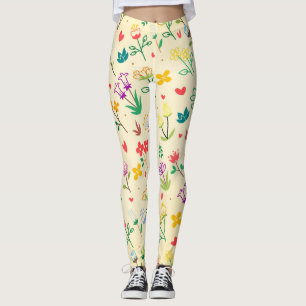 Love Garden Spring Flowers & Hearts Leggings