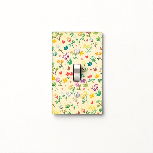 Love Garden Spring Flowers & Hearts  Light Switch Cover (In Situ)