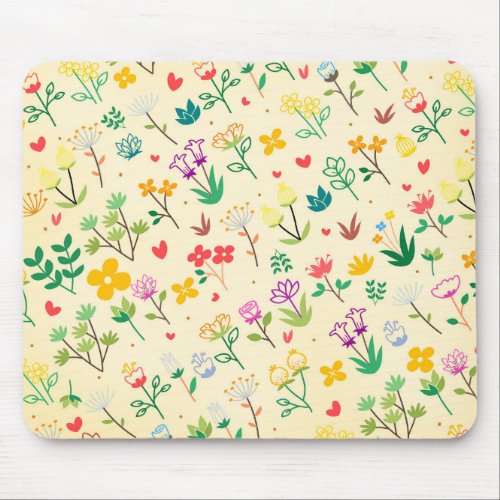 Love Garden Spring Flowers  Hearts  Mouse Pad
