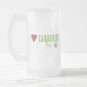 Love Gardening Frosted Glass Beer Mug