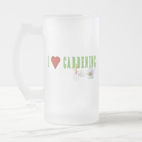 Love Gardening Frosted Glass Beer Mug