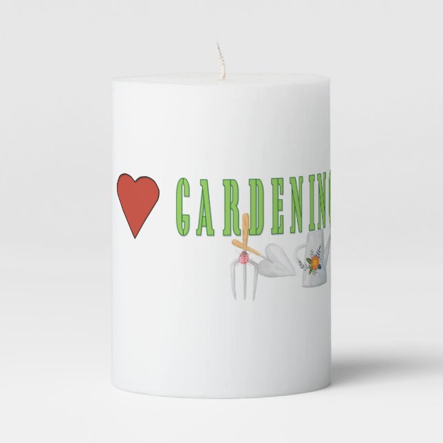 Love Gardening Pillar Candle (Front)