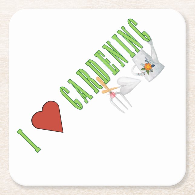 Love Gardening Square Paper Coaster (Front)