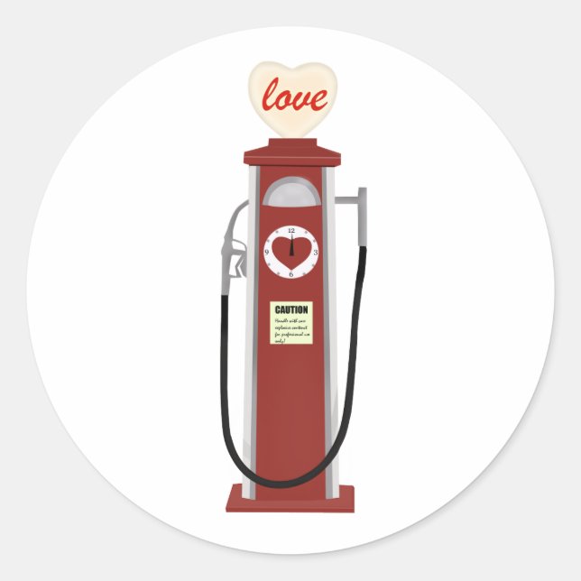 Love Gas Pump Classic Round Sticker (Front)