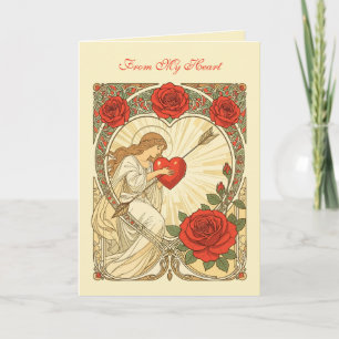Love, Gently Held Vintage Art Nouveau Romance Card