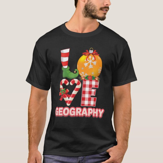 Love Geography Santa Elf Ugly Sweater Teacher Chri (Front)