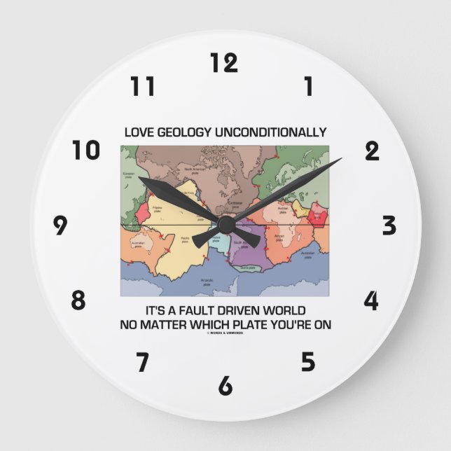 Love Geology Unconditionally Fault Driven World Large Clock (Front)