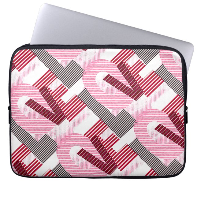 Love Geometric Magenta Letter Laptop Sleeve (Front)