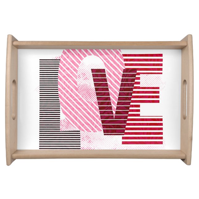 Love Geometric Magenta Letter Serving Tray (Front)