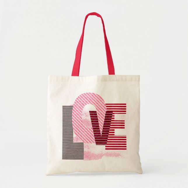 Love Geometric Magenta Letter Tote Bag (Front)